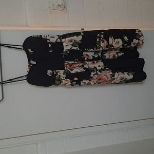 black and floral spaghetti strap dress